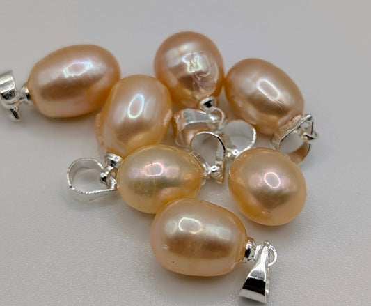 Lavender, peach and white large pearl drop necklace