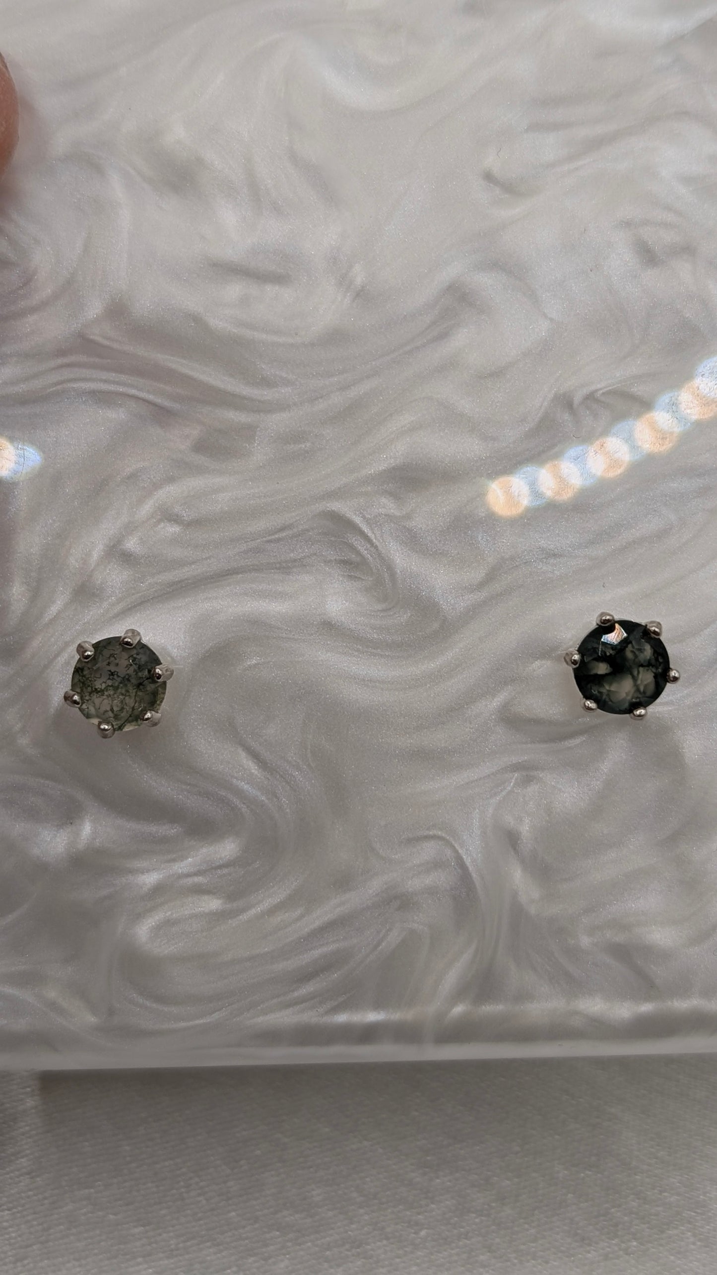 Moss agate studs earrings