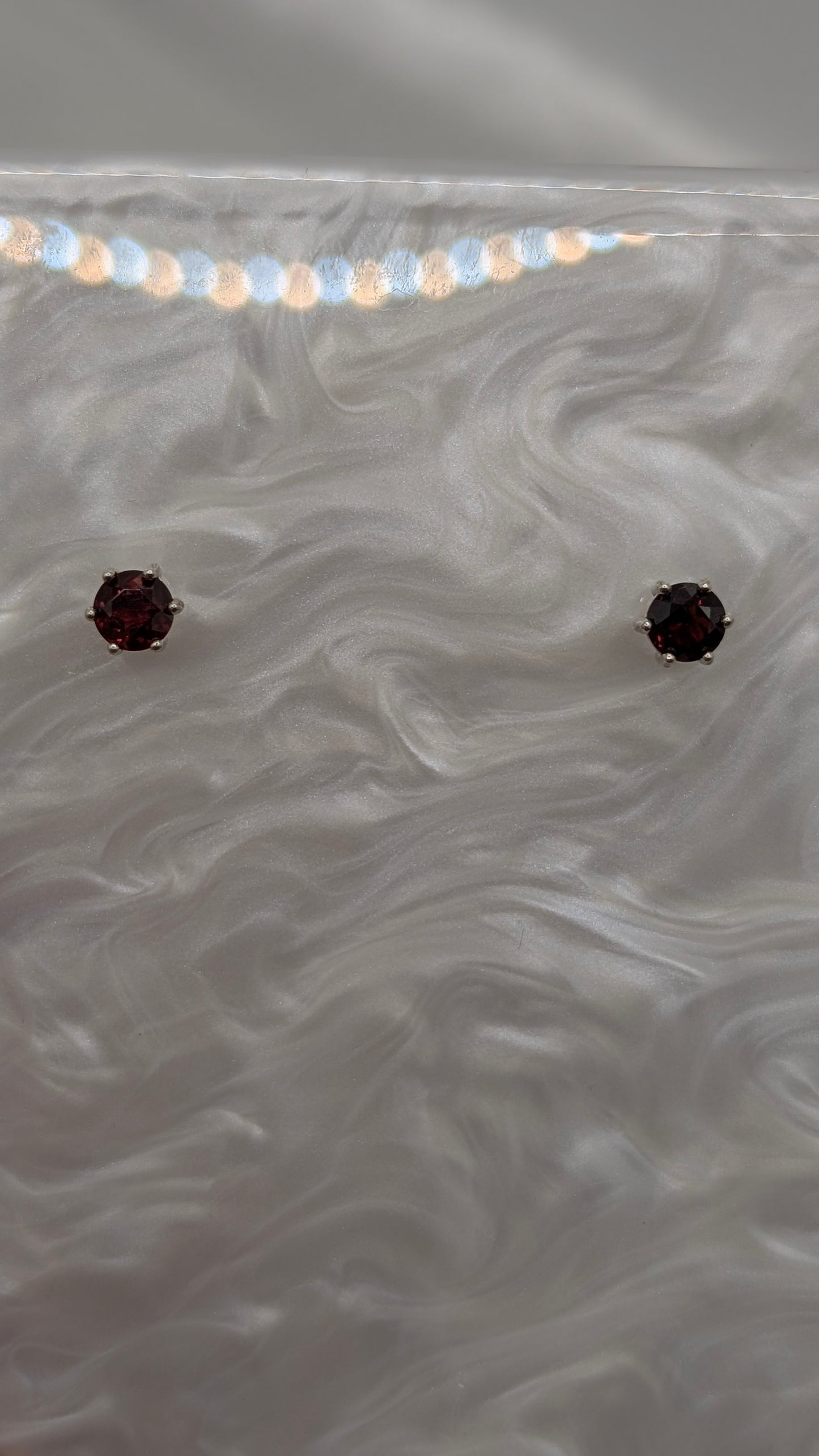 Red garnet stud earrings