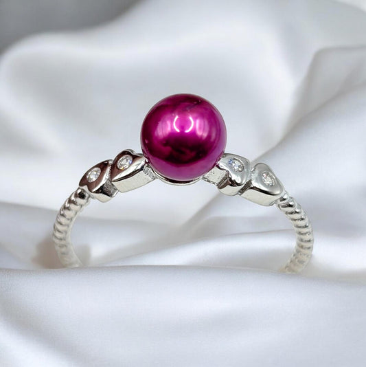 Heart twist berry pink ring size Q