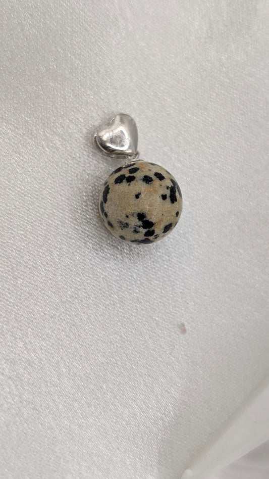 Dalmation jasper heart drop pendant