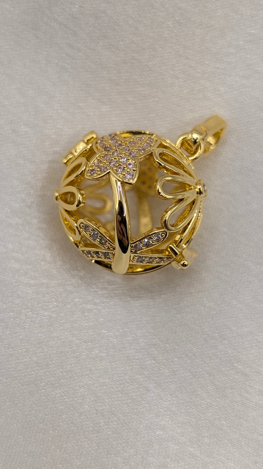 Gold and pink butterfly edison cage