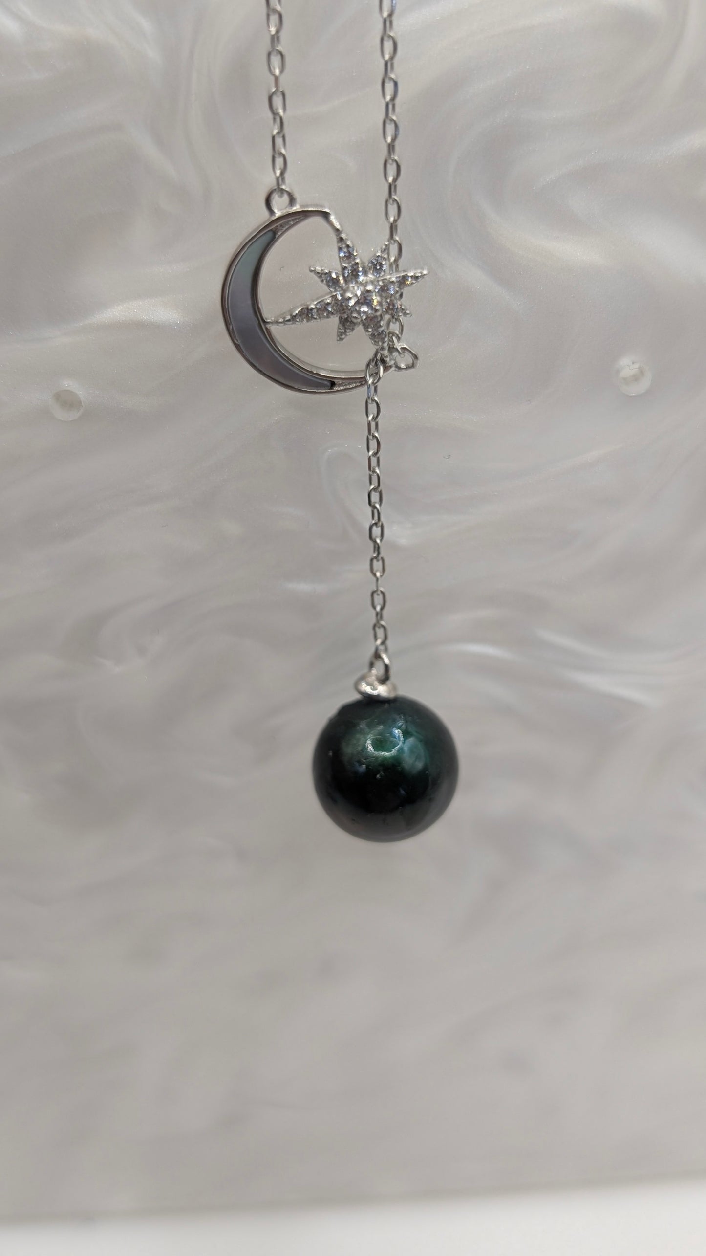 Mother of pearl moon and star drop with edison