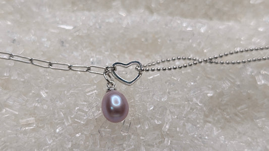 heart double chain lavender drop