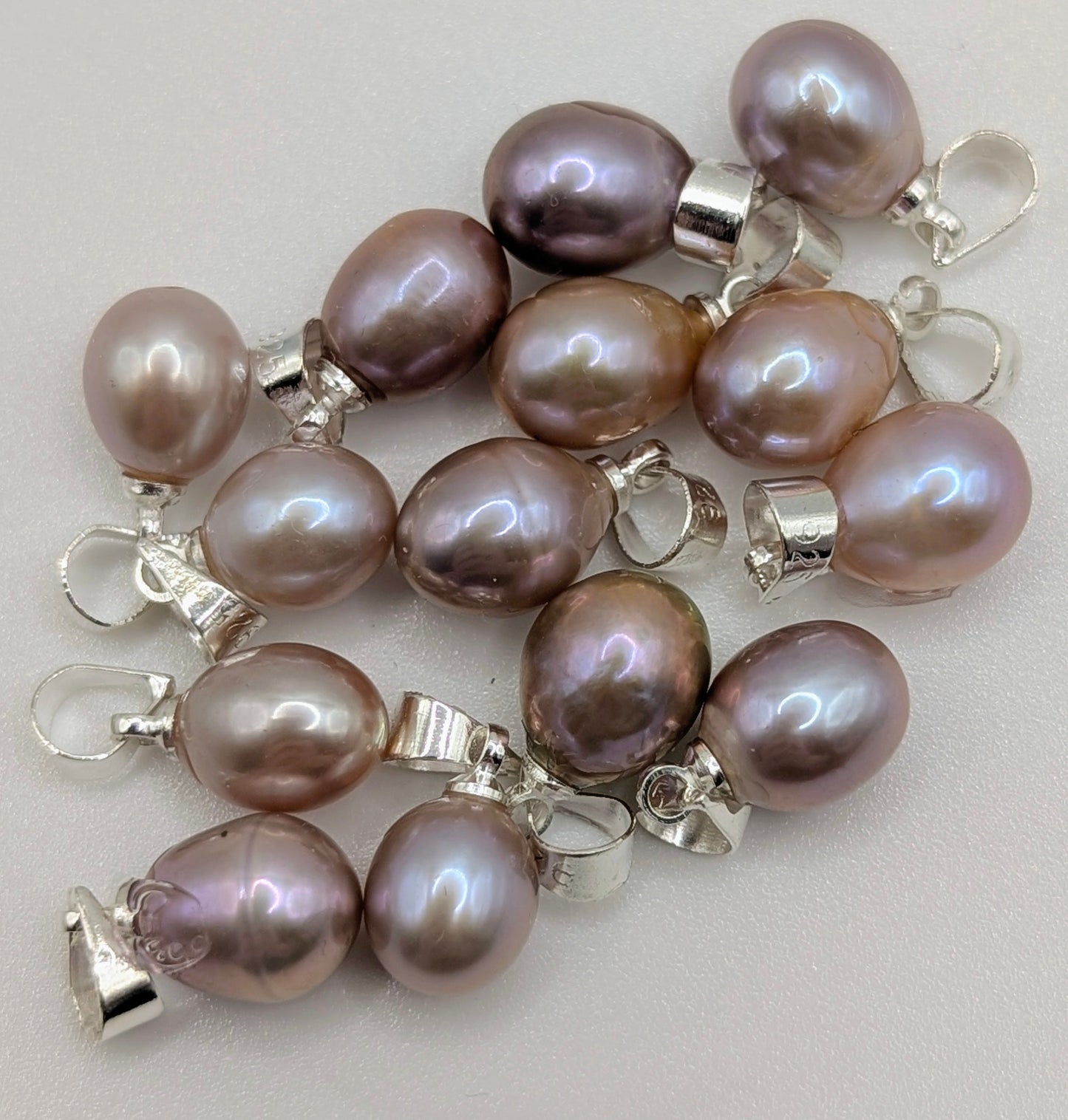 Lavender, peach and white large pearl drop necklace