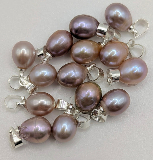 Lavender, peach and white large pearl drop necklace