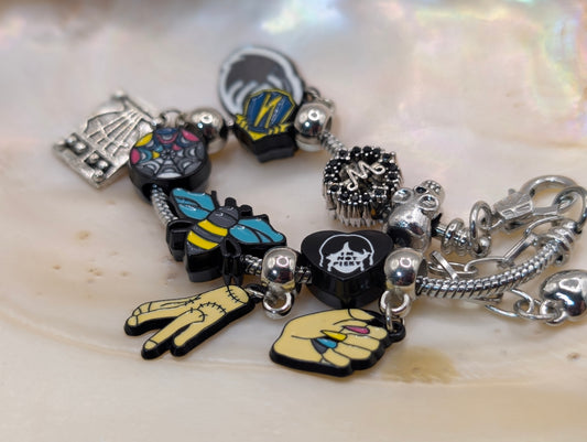 Wednesday Adams plated charm bracelet and charms