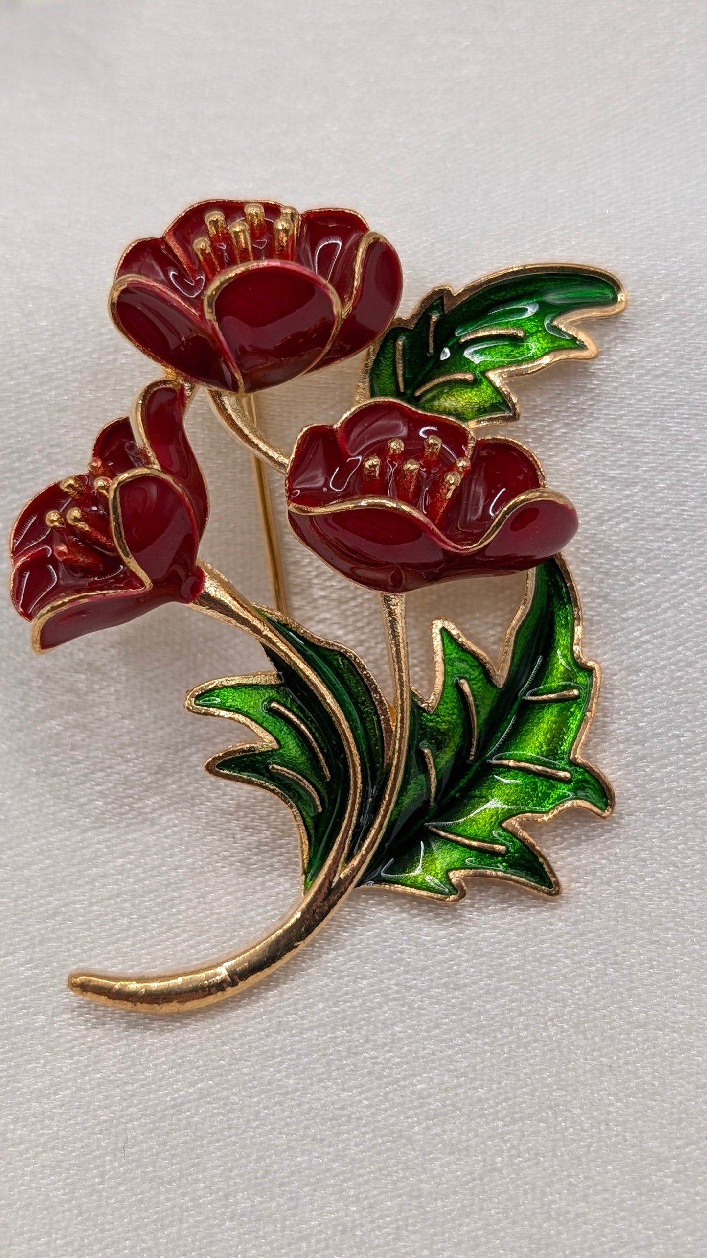 3 poppy flower pin