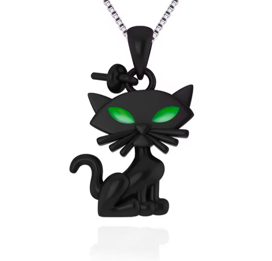 Black cat pearl mount necklace