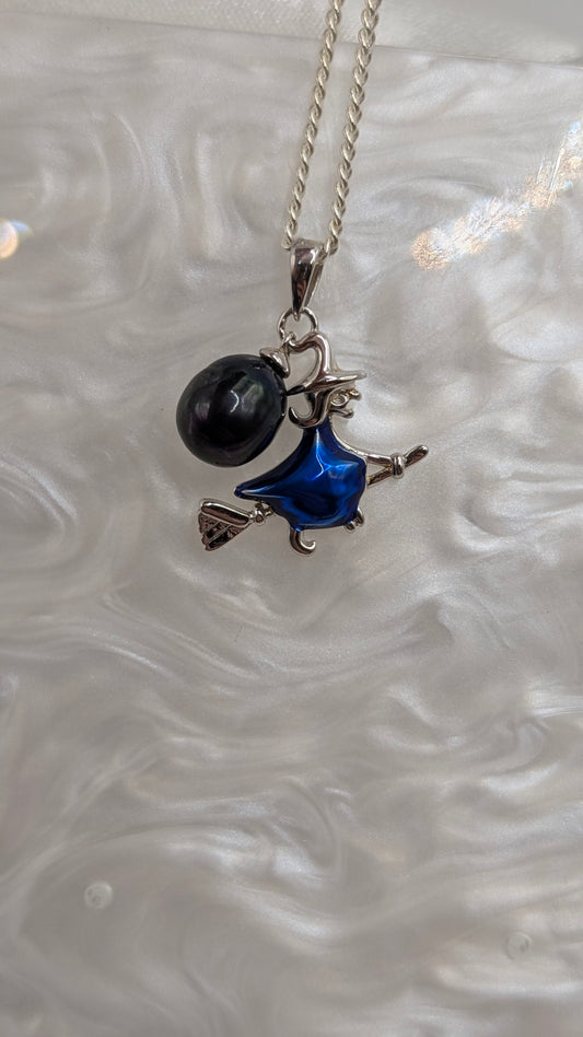 Witch Pendant with dark pearl attached