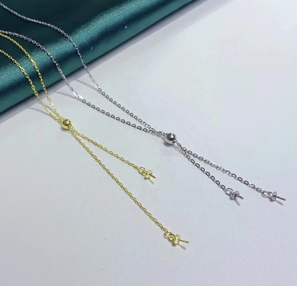 Duo pearl necklace 1 Edison 1 round pearl