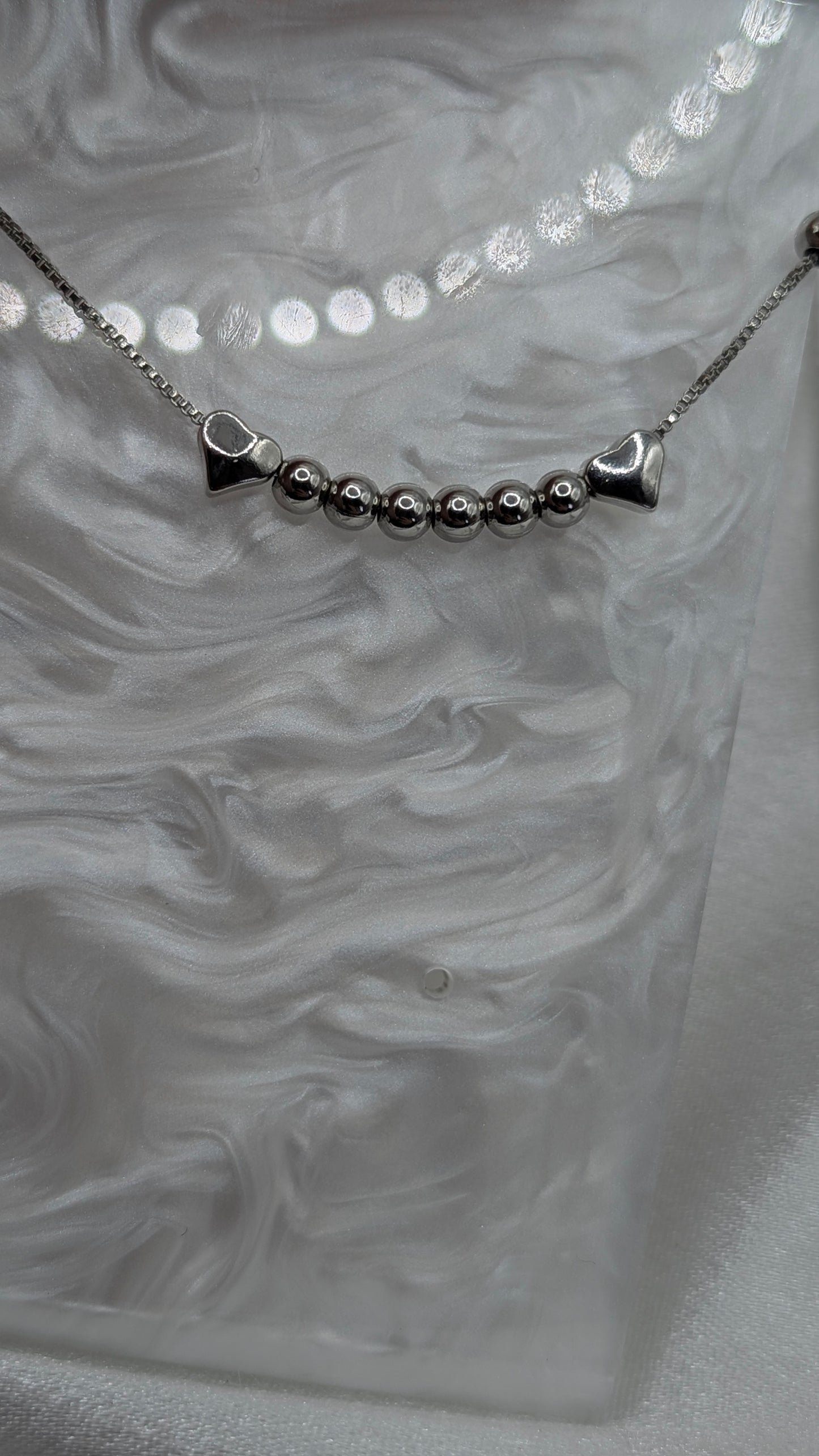 Sterling Silver beaded heart bracelet