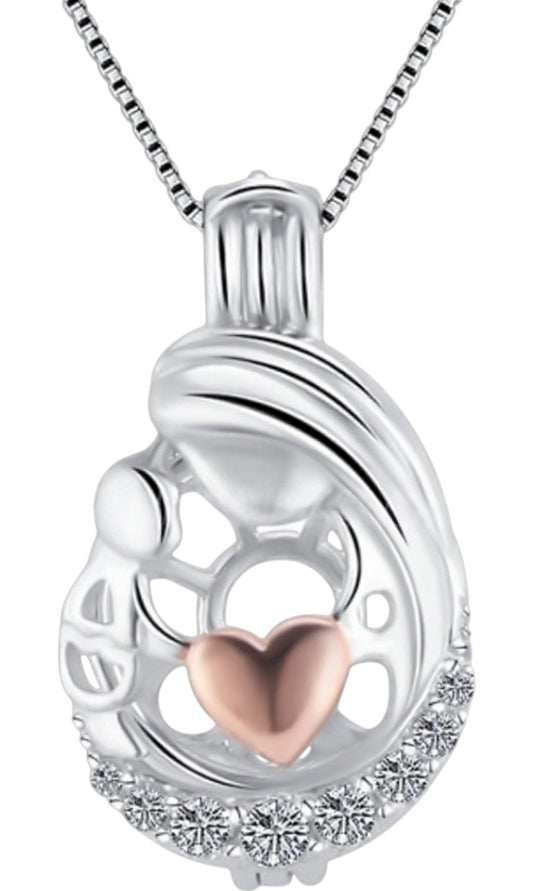 Mother and baby cage with rose gold heart