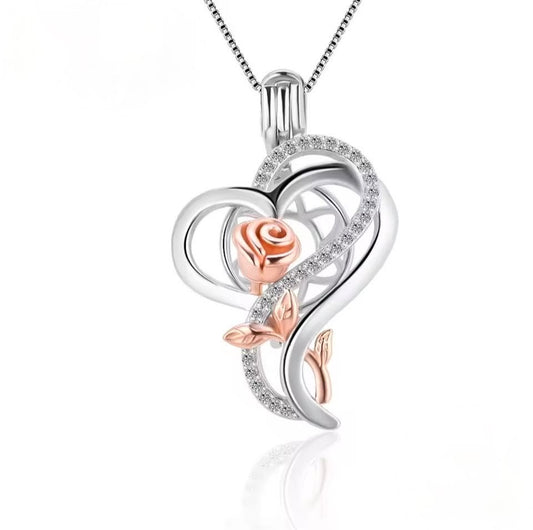 Rose gold rose heart cage