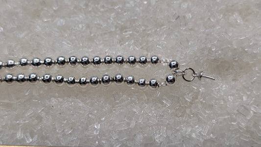 sterling silver beaded bracelet with centre pearl