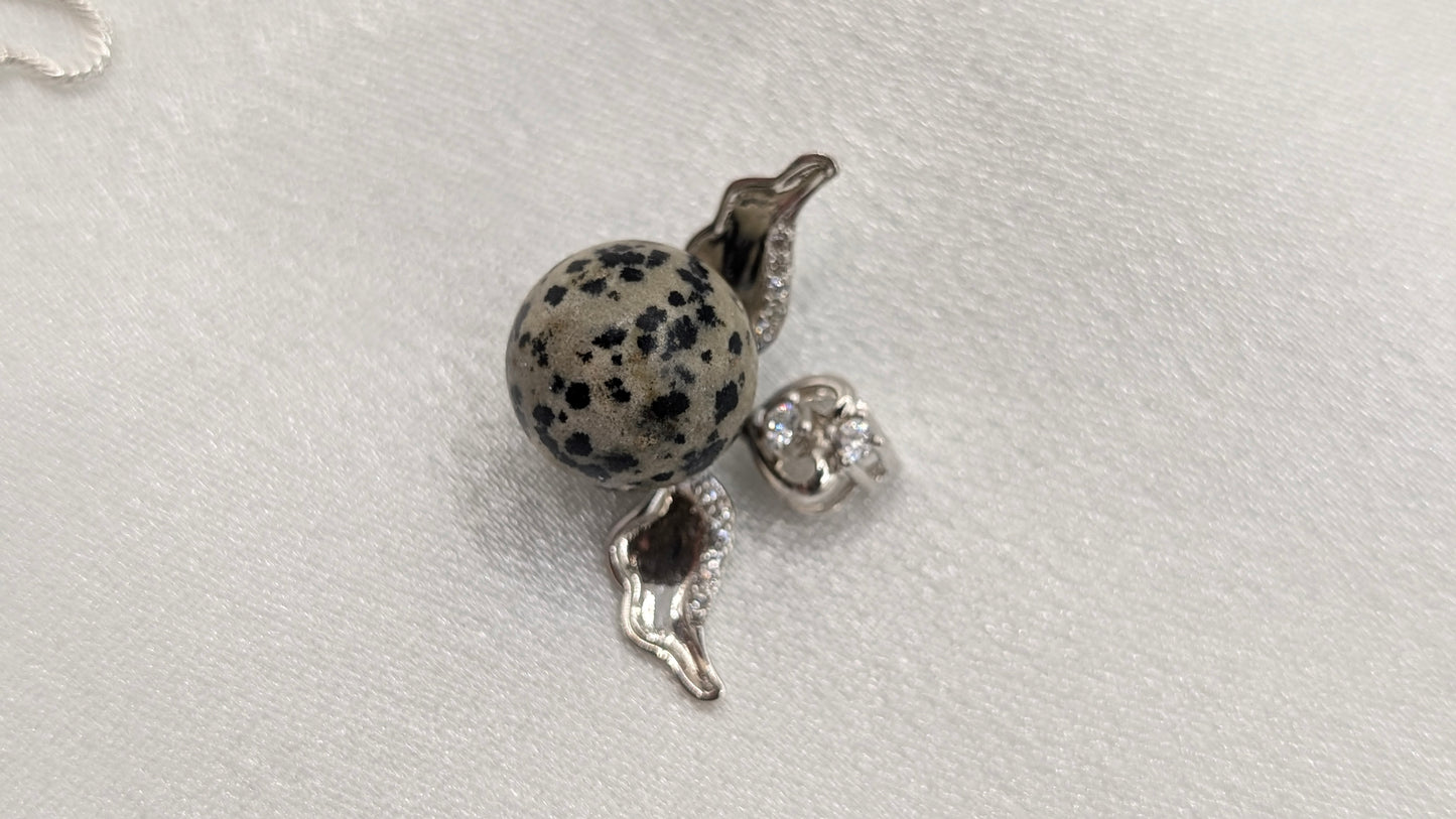 Dalmation jasper edison angel wings pendant