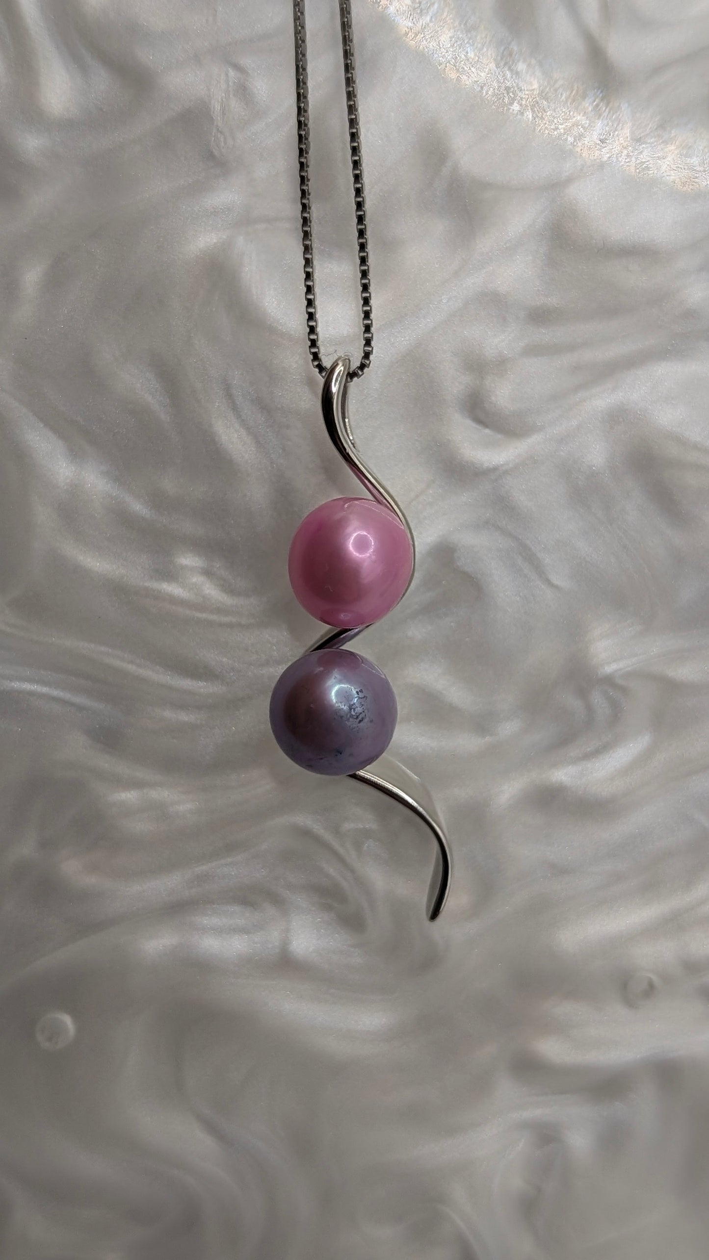 Pink and lilac pearl double drop