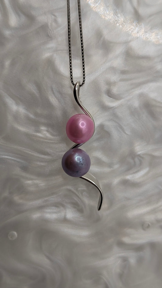 Pink and lilac pearl double drop