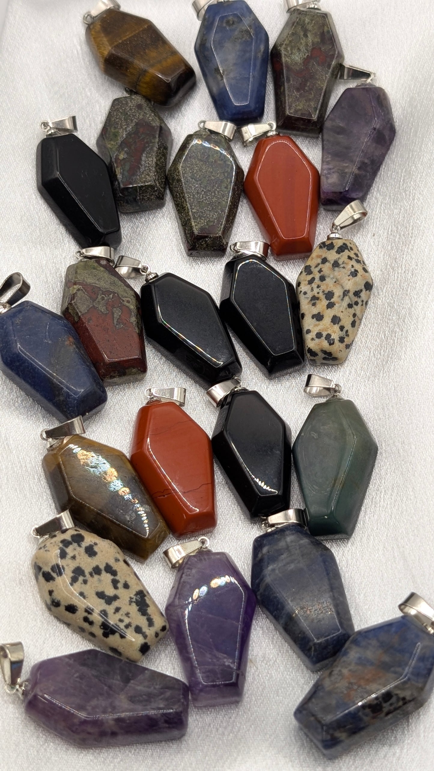 Gem stone pendant coffin shape