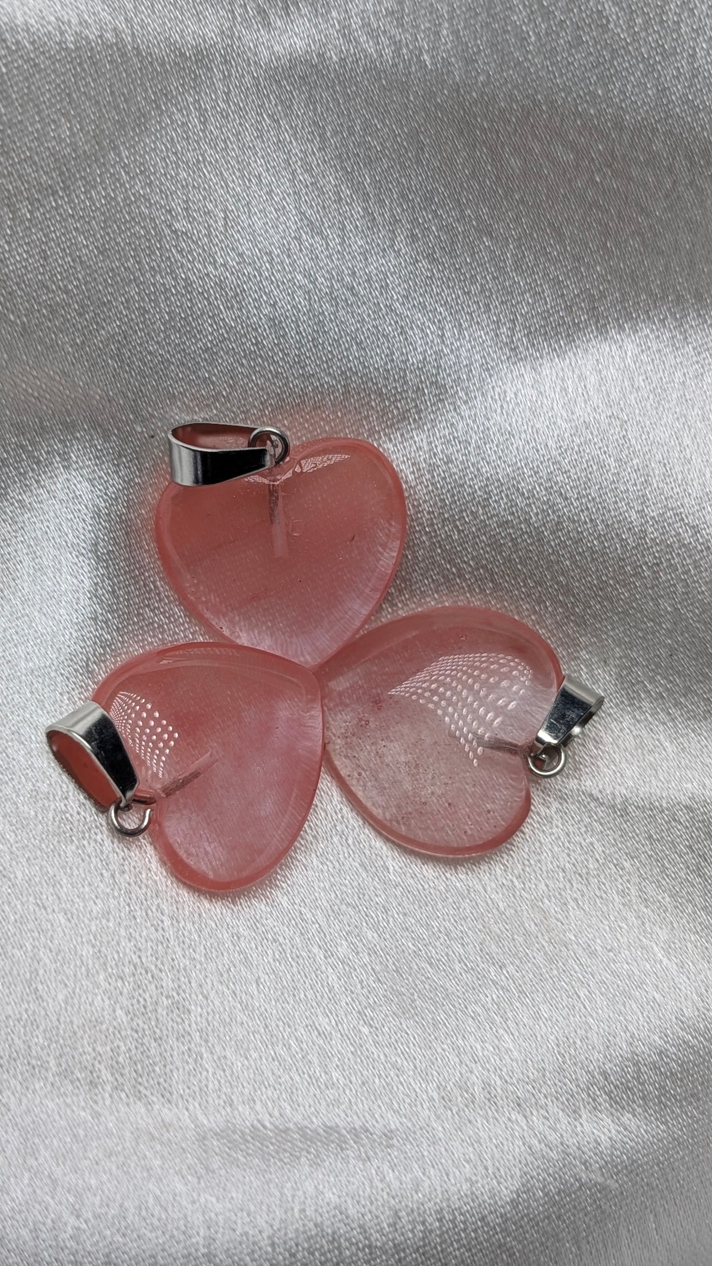 Cherry Quartz heart drop pendant