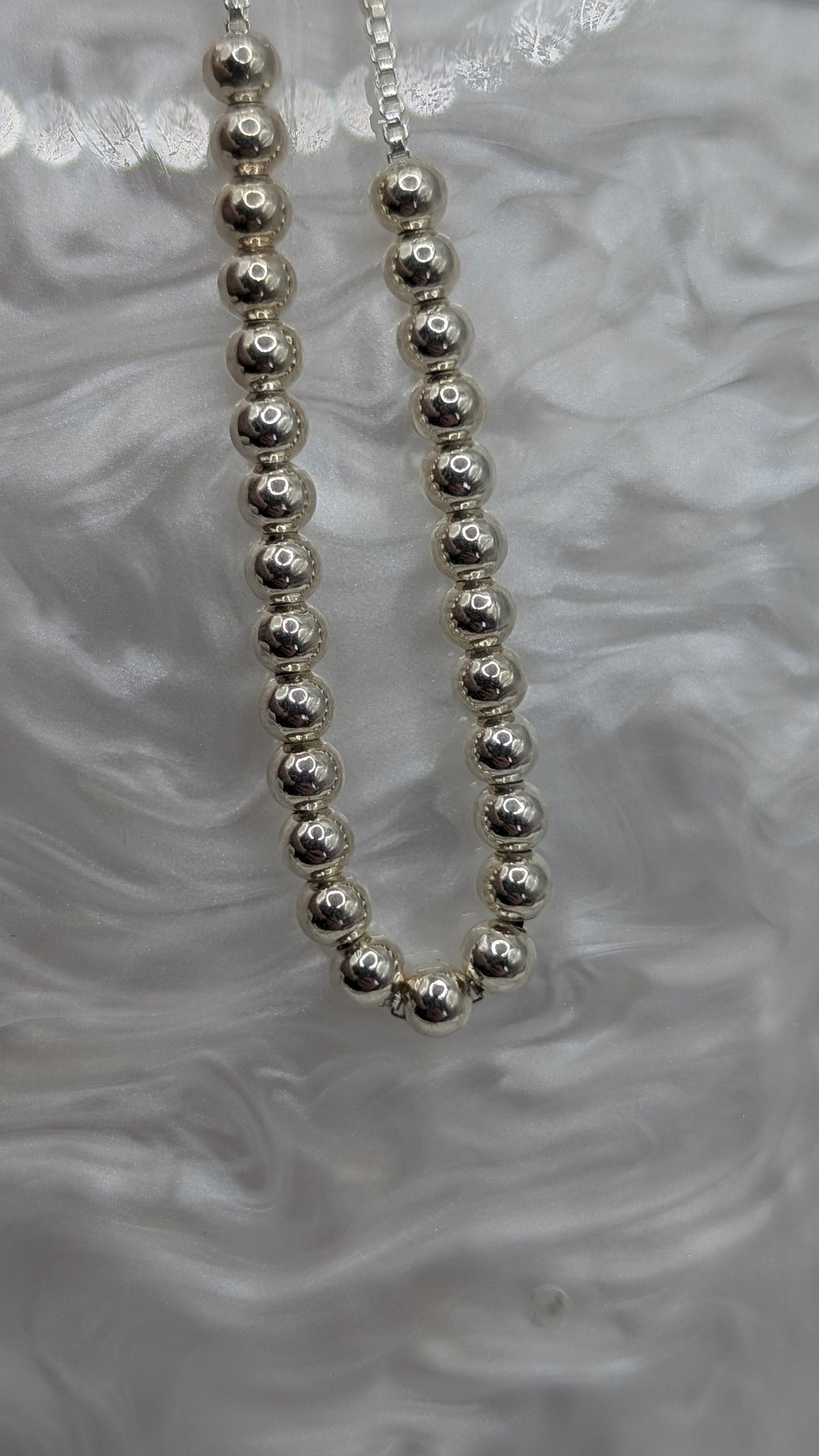 Adjustable sterling silver beaded bracelet