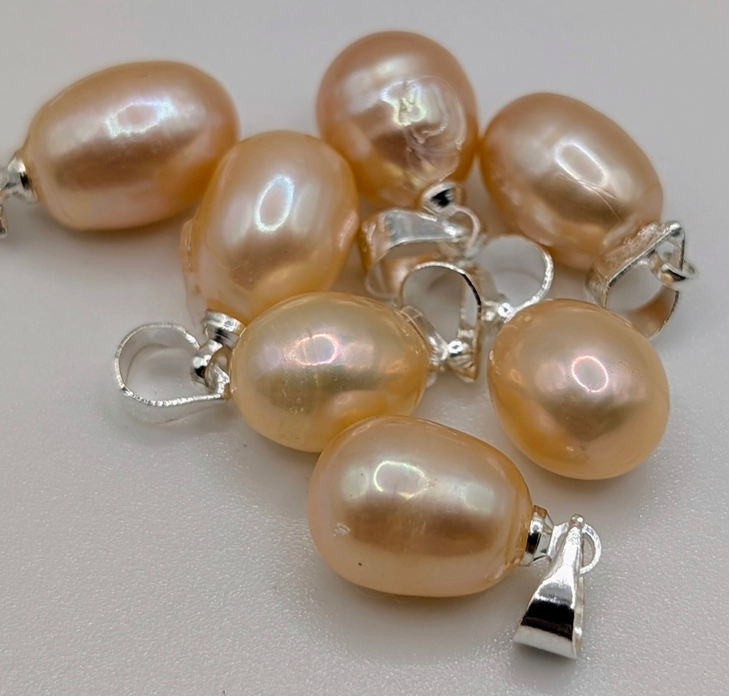 Lavender, peach and white large pearl drop necklace