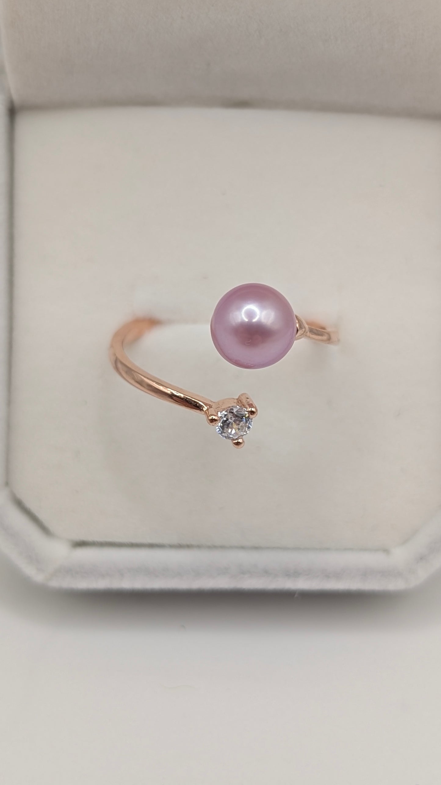 pink/lilac rose gold ring