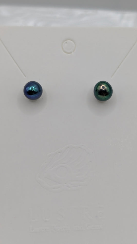 Oil Slick pearl stud earrings