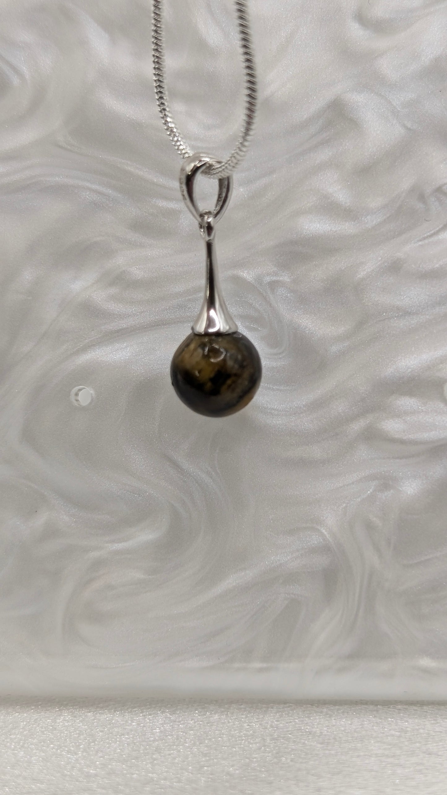 tigers eye long drop pendant
