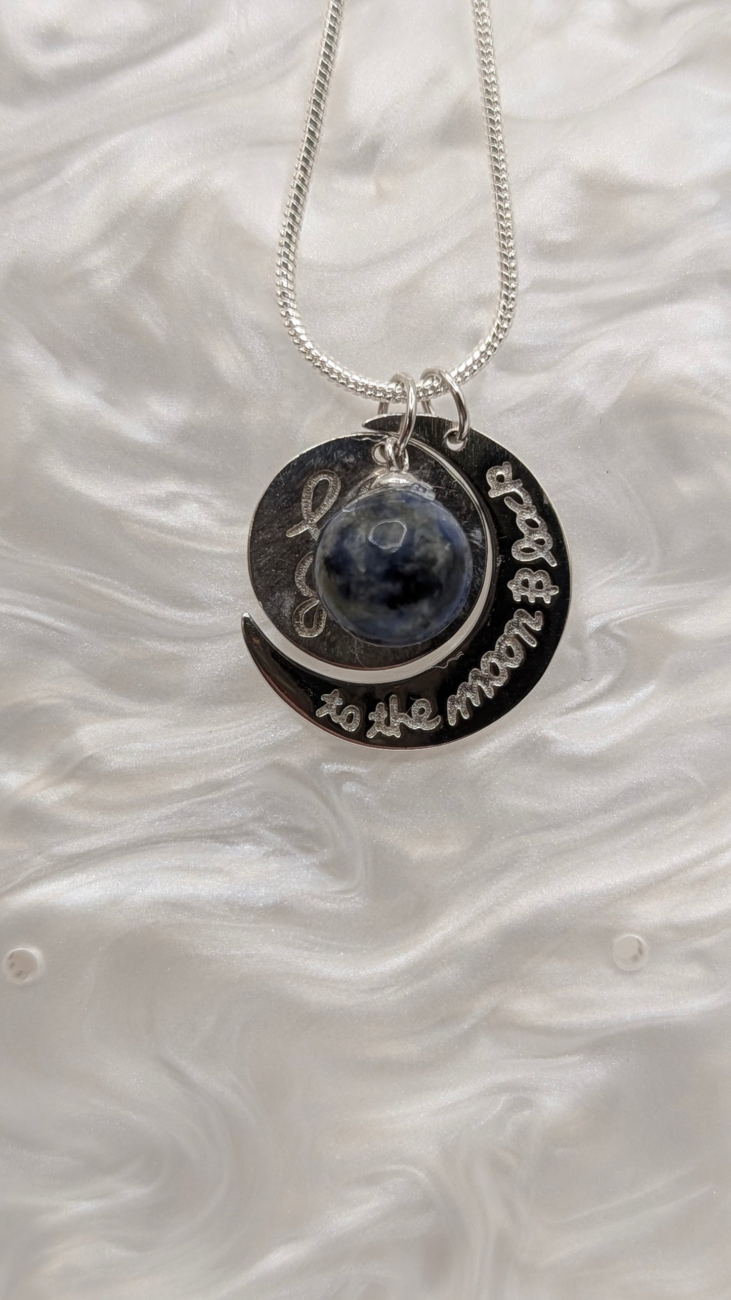 To the moon and back pendant with Sodalite gem ball