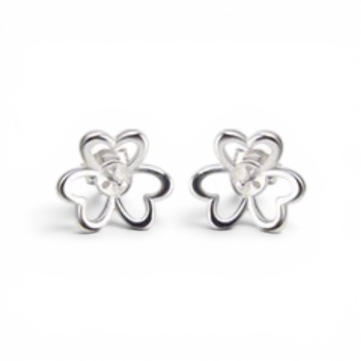 Three pearl flower stud earrings