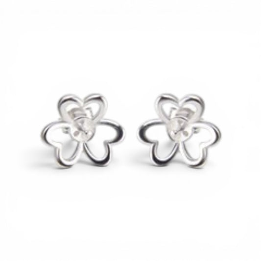 Three pearl flower stud earrings