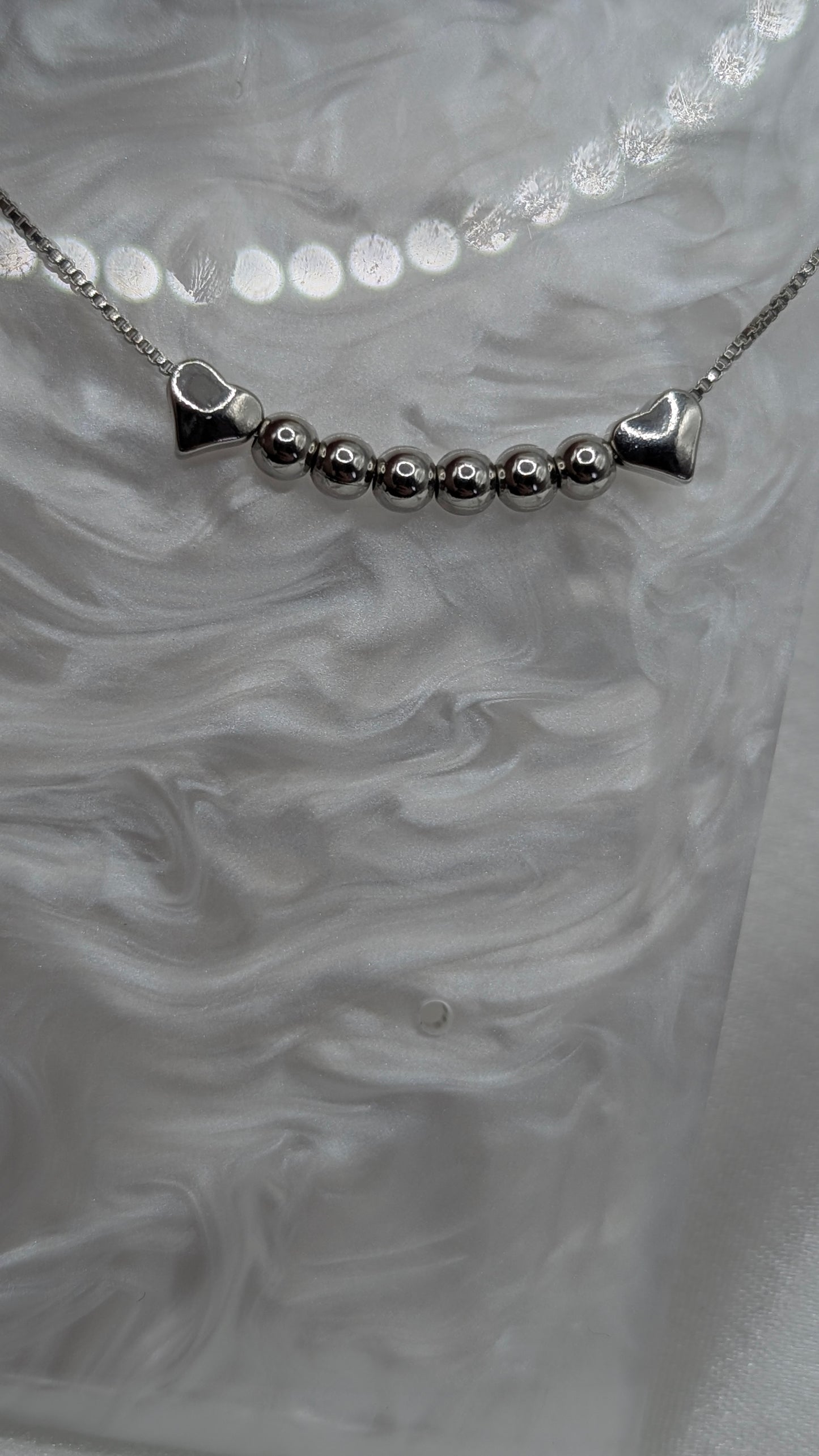 Sterling Silver beaded heart bracelet