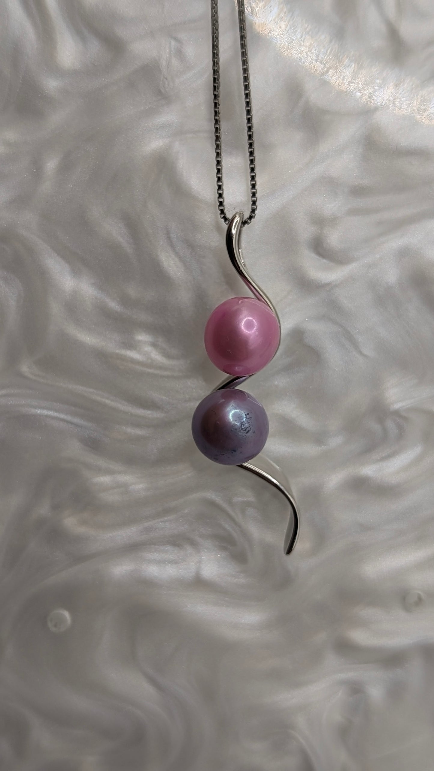 Pink and lilac pearl double drop