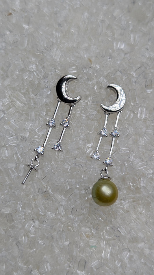 Moon and star drop earrings