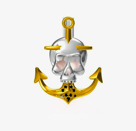 Skull on Golden Anchor pearl cage