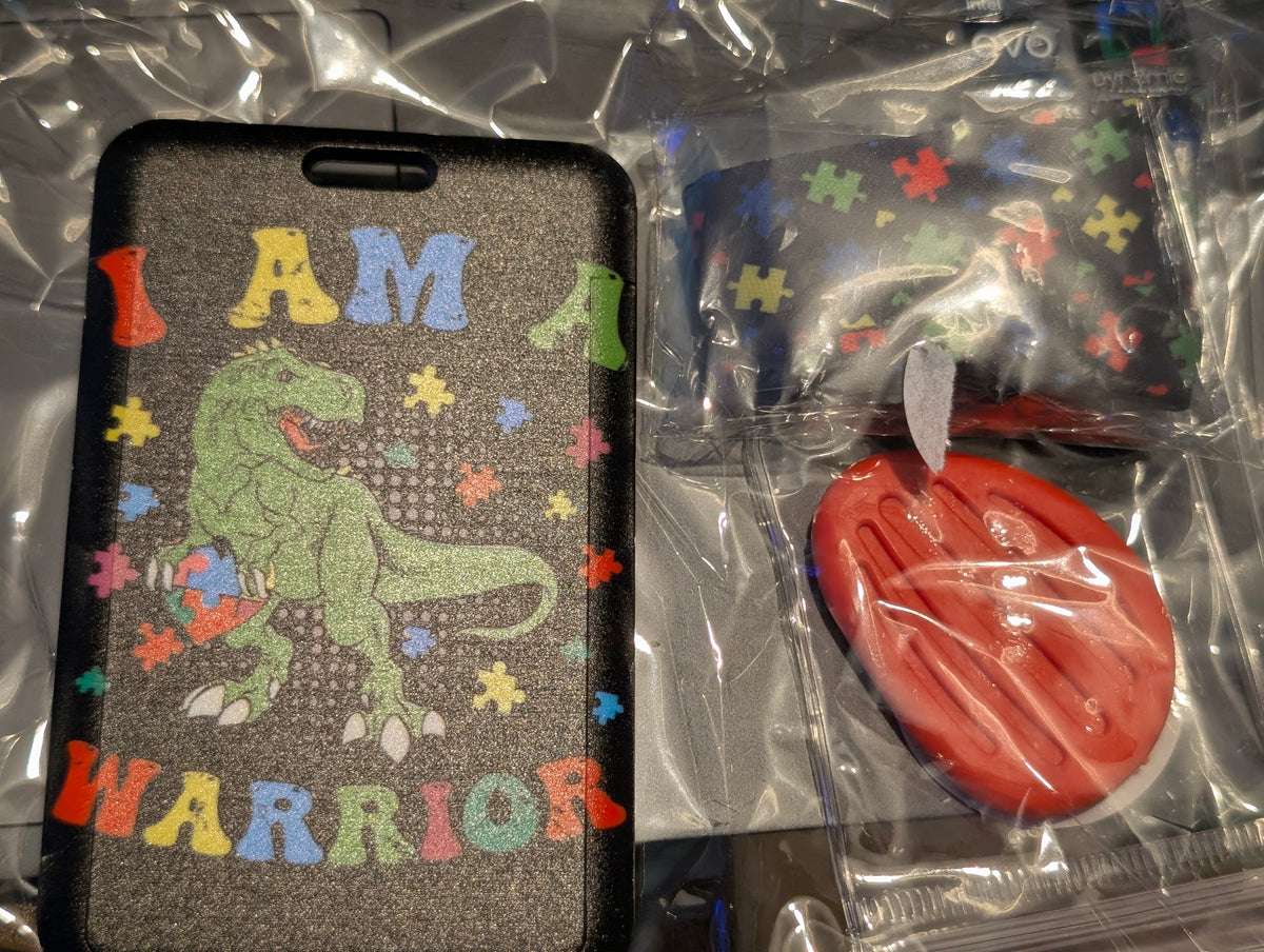 I am a Autistic warrior Dinosaur Lanyard