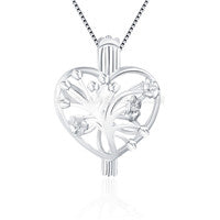 branch heart pearl cage pendant