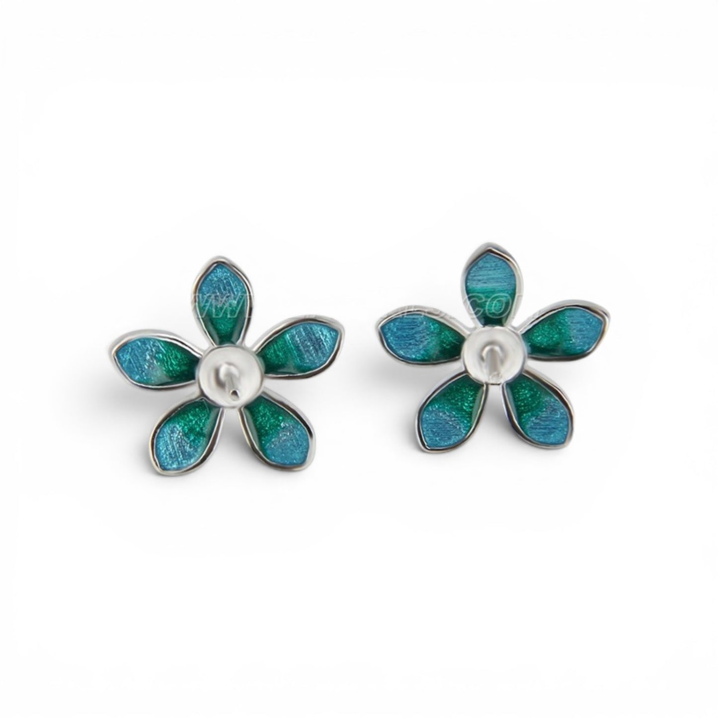Colour flower earrings blue or Teal