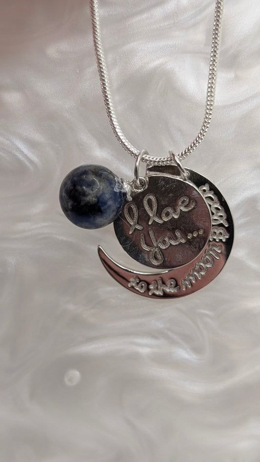 To the moon and back pendant with Sodalite gem ball