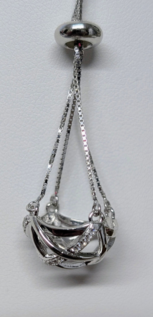 Swirl Edison basket cage and sterling silver chain