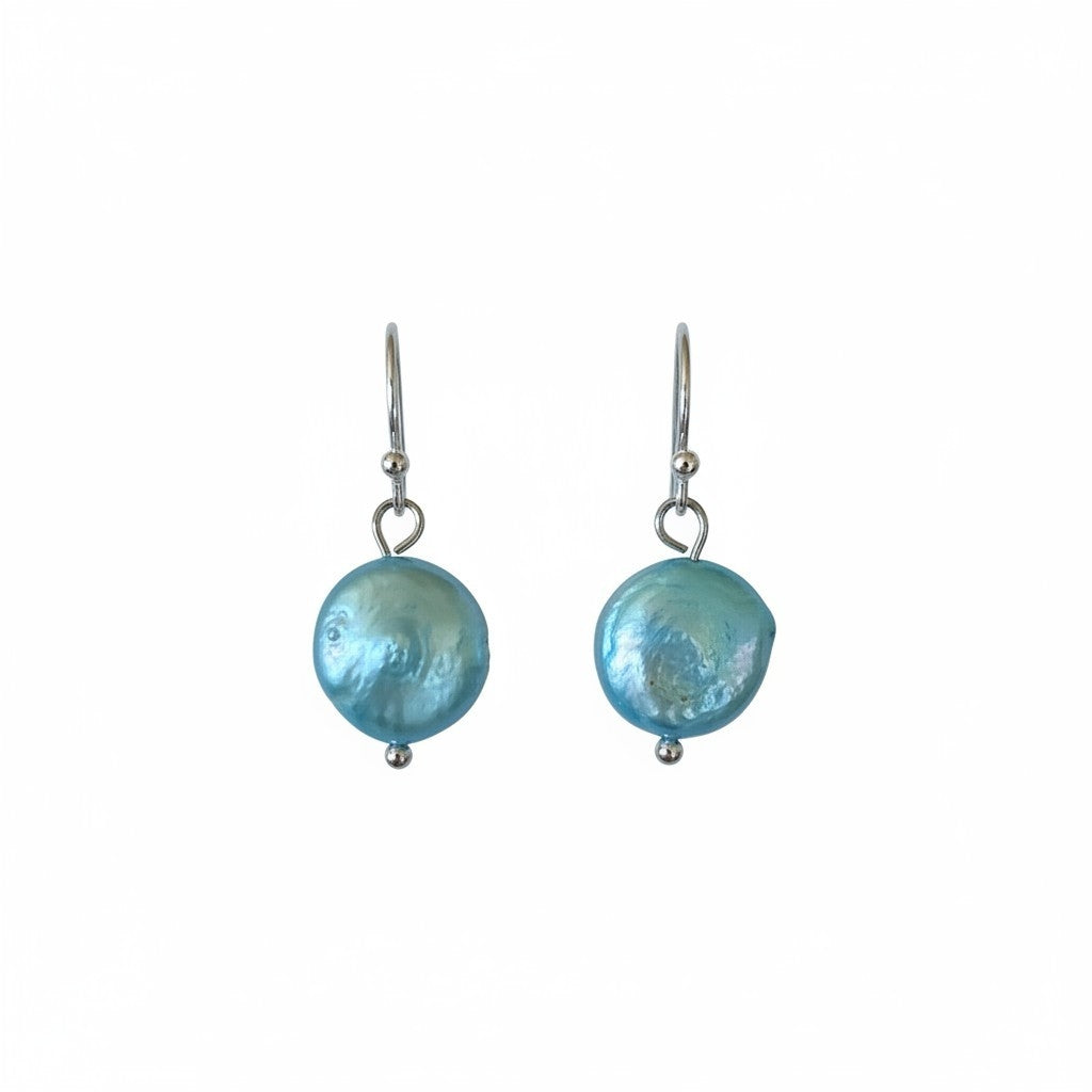 Aqua coin earrings