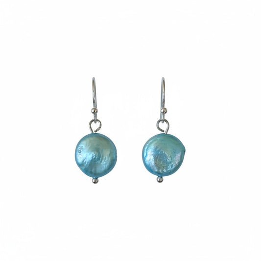 Aqua coin earrings