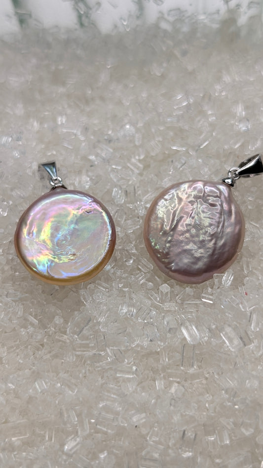 Lavender coin drop necklace