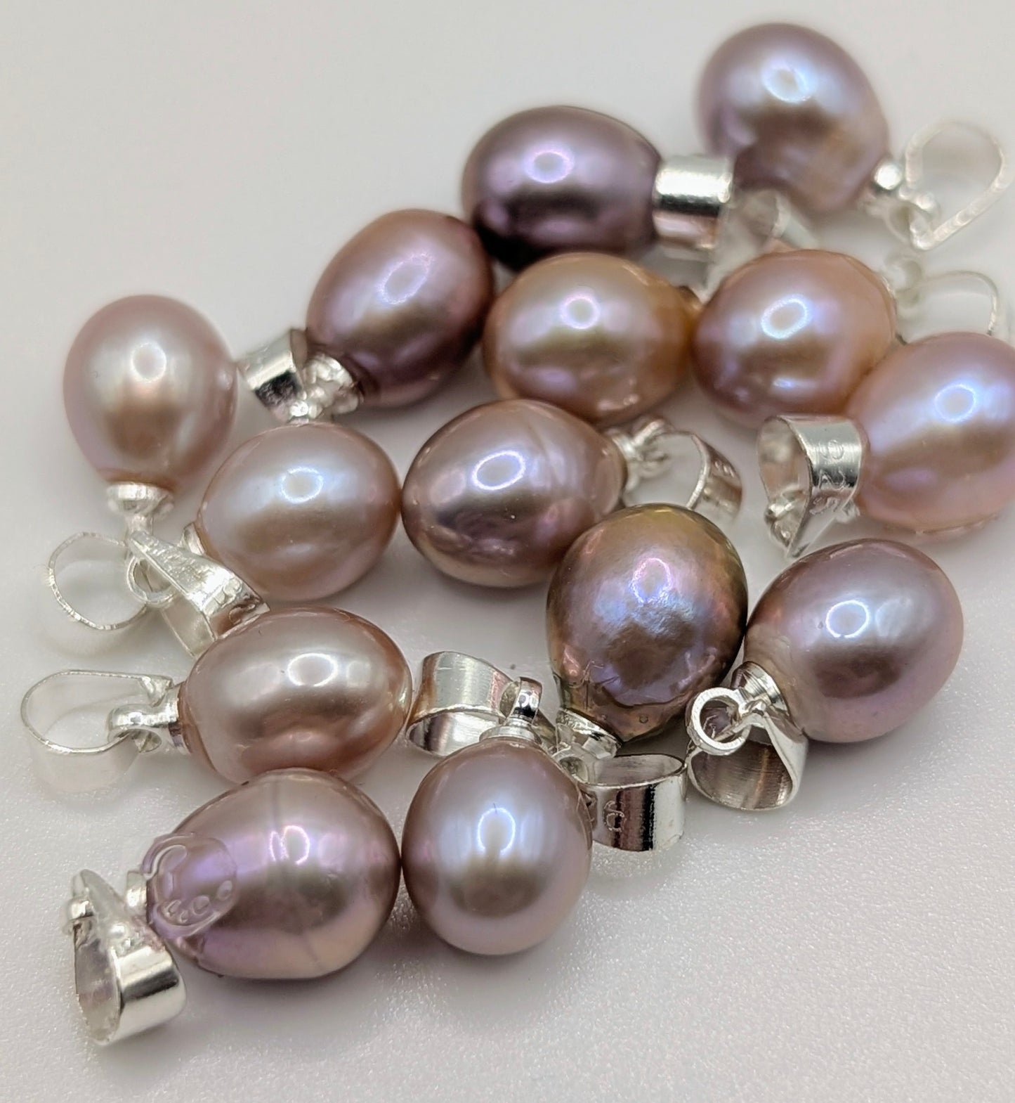 Lavender, peach and white large pearl drop necklace