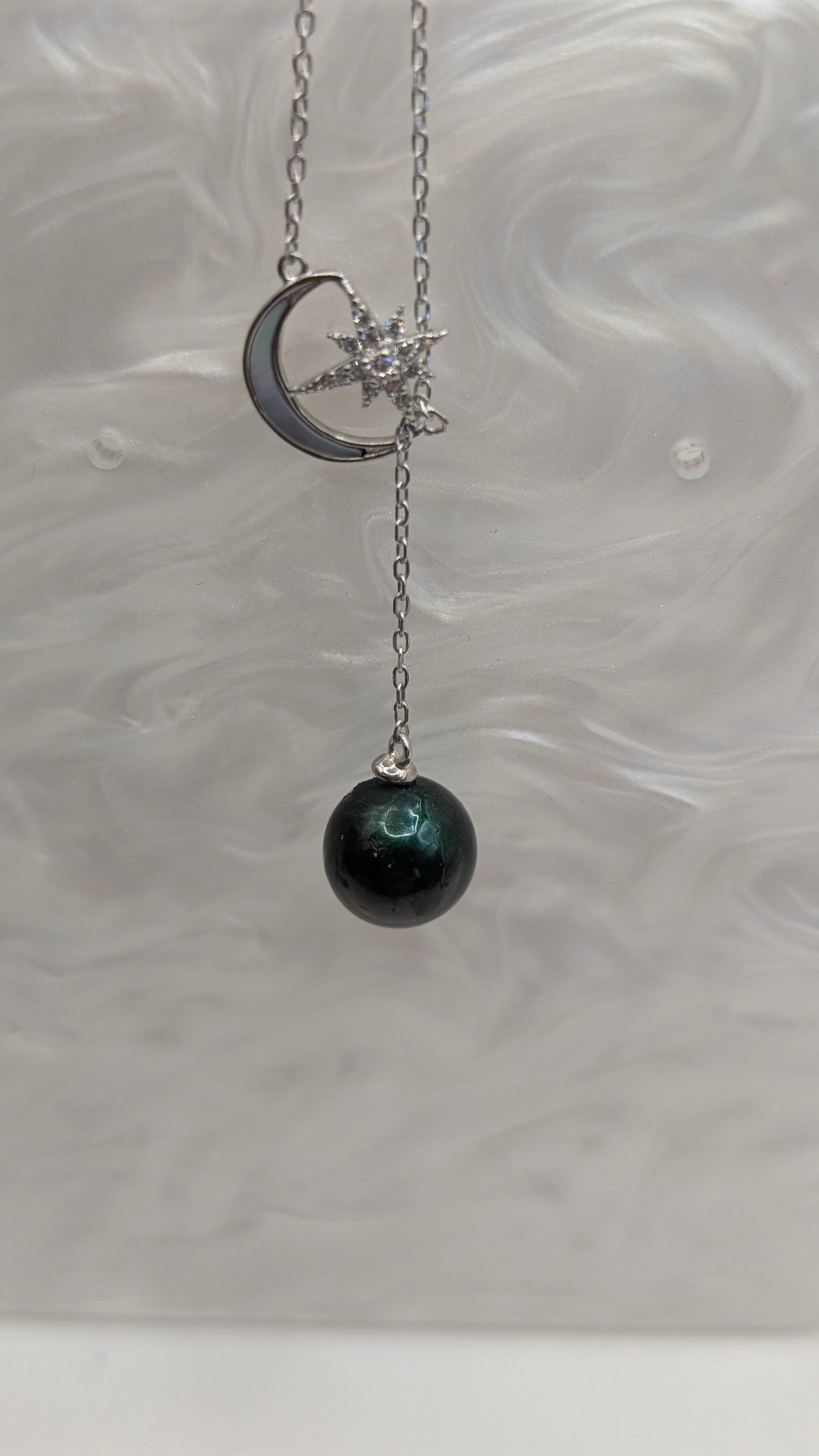 Mother of pearl moon and star drop with edison