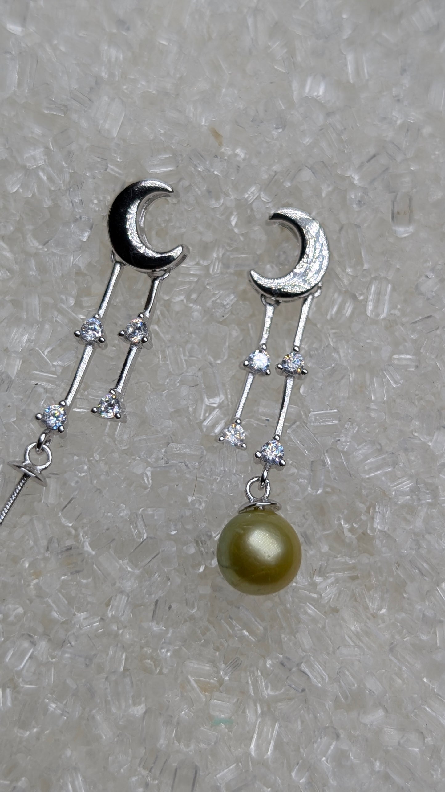 Moon and star drop earrings