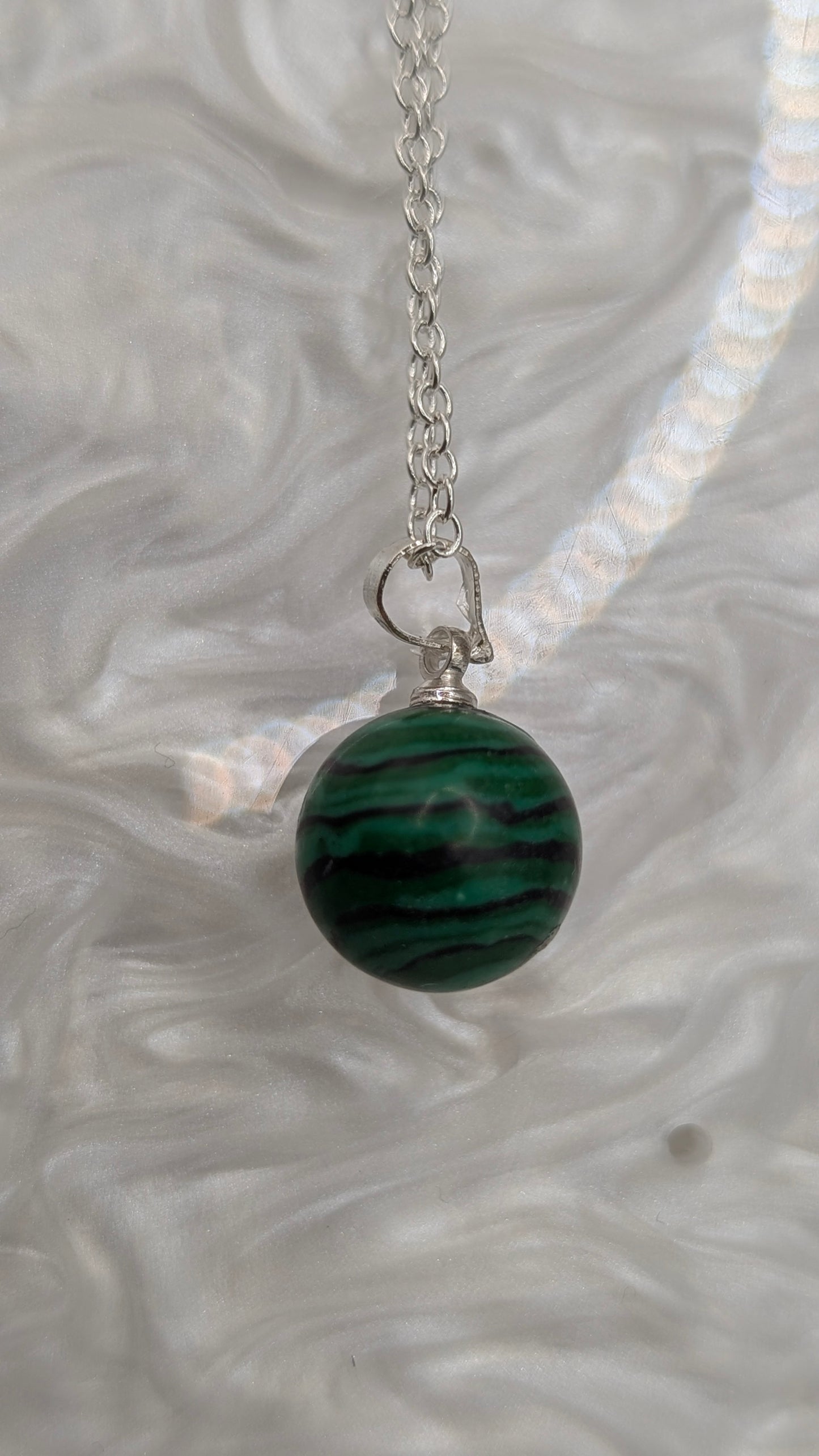 Large genuine Malachite simple drop necklace