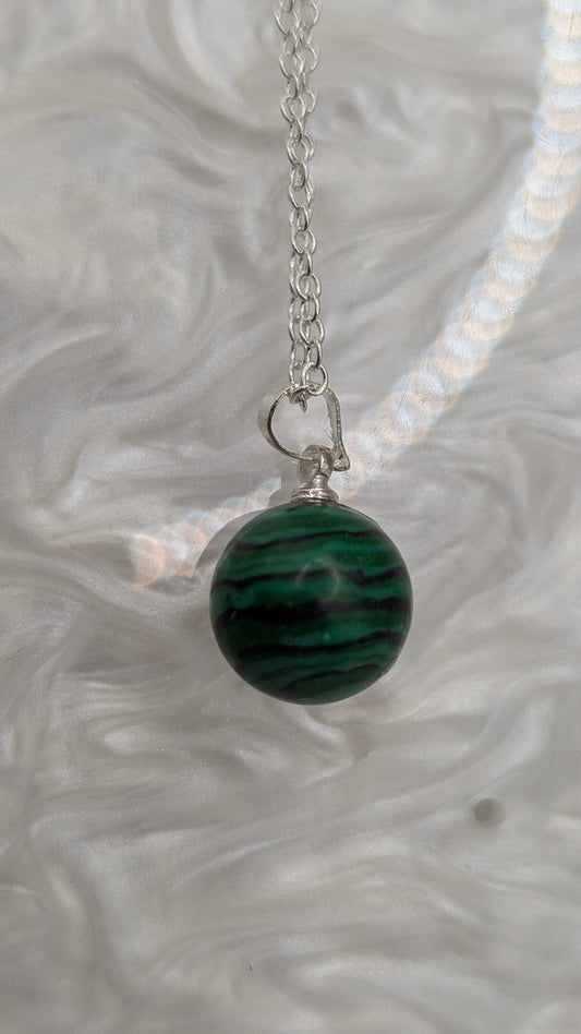 Large genuine Malachite simple drop necklace