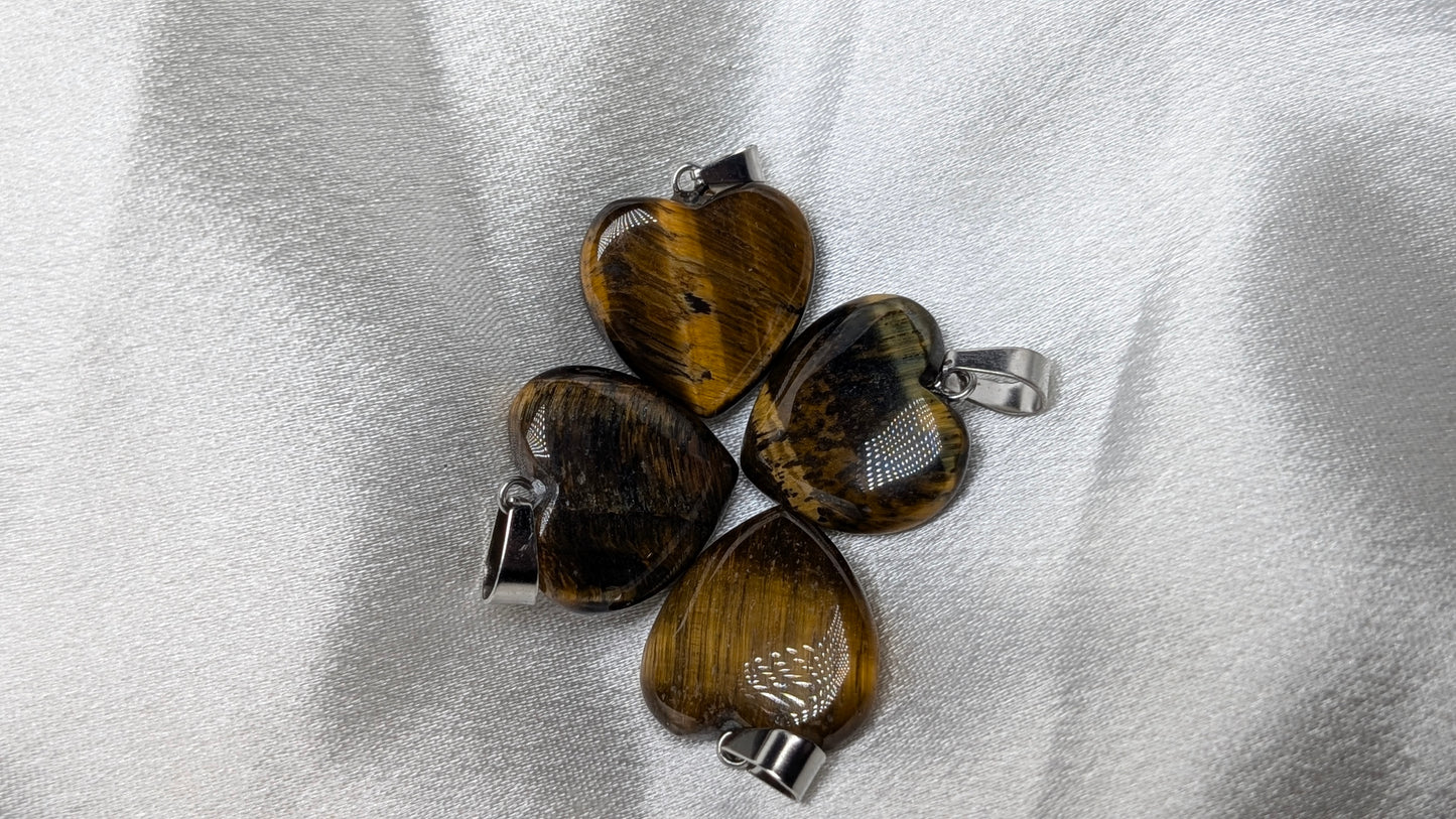 Tigers Eye heart drop necklace